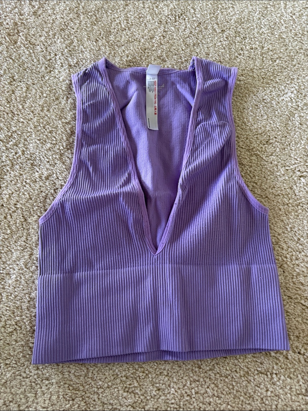Urban Outfitters Ribbed V-Neck Crop Tank - Lavender